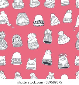 Knit hats seamless pattern