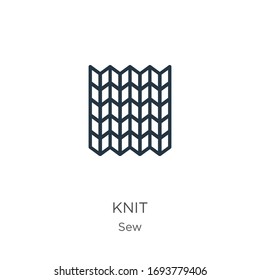 Knit icon. Thin linear knit outline icon isolated on white background from sew collection. Line vector sign, symbol for web and mobile
