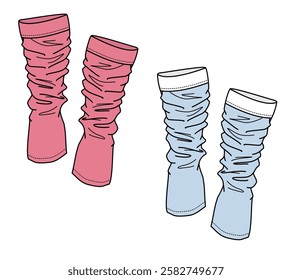 Knit leg warmers vector design technical illustration by adobe illustrator.