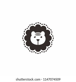 knit logo simple circle black lion head vector. cute illustration design idea