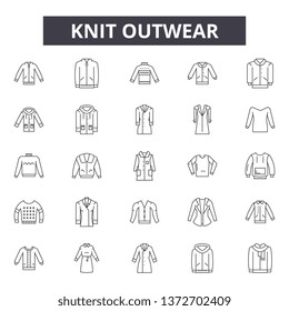 Knit outwear line icons