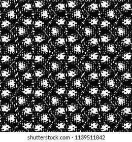 Knit pattern with berries or garlands in black and white. Cotton jersey texture. Vector illustration.