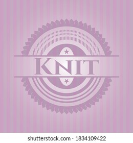 Knit pink icon or emblem. Vector Illustration. 