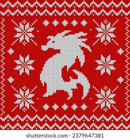 Knit print Christmass 2024 with dragon 