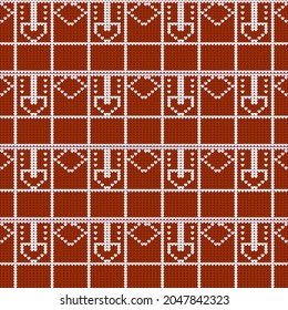 Knit print. seamless pattern. winter geometric background. Holiday fair isle traditional ornaments.