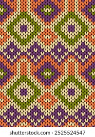 Knit seamless pattern print. Seamless pattern. Seamless knitted pattern with  flowers. Knit sweater pattern background abstract