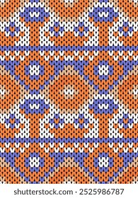 Nahtloser Musterdruck. Nahtloses Muster. Nahtloses Strickmuster mit Blumen. Strickpullover Muster Hintergrund abstrakt. Lila 