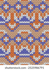 Knit seamless pattern print. Seamless pattern. Seamless knitted pattern with flowers. Knit sweater pattern background abstract. Purple 