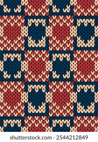 Knit seamless pattern print. Seamless pattern. Seamless knitted pattern with flowers. Knit sweater pattern background abstract. Colorful background 