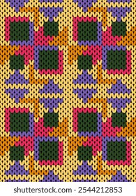 Knit seamless pattern print. Seamless pattern. Seamless knitted pattern with flowers. Knit sweater pattern background abstract. Colorful background 