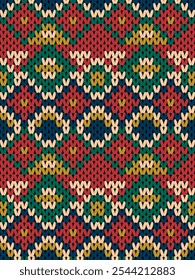 Knit seamless pattern print. Seamless pattern. Seamless knitted pattern with flowers. Knit sweater pattern background abstract. Colorful background 