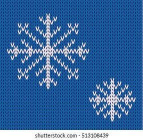 Knit seamless pattern with snowflakes. wool background. vector. Winter theme. Easy to relocate snowflakes. Blue