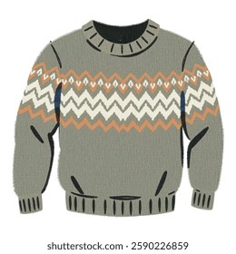 Knit Sweater Illustration for Winter Vibes, Cozy Knitwear Vector for Seasonal Design