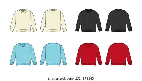 Knit sweater vector template illustration set