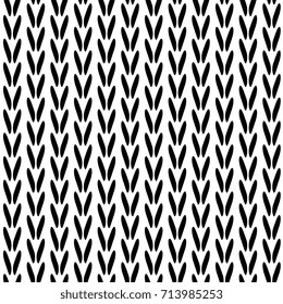 Knit texture black and white template seamless vector background.
