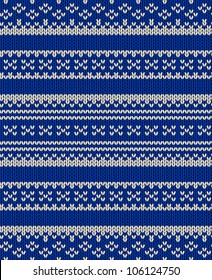 Knit texture. Fabric blue background with white ornament. Seamless vector pattern eps10. Raster file included in portfolio
