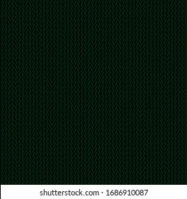 Knit texture green color. Vector seamless pattern fabric. Knitting background flat design. 