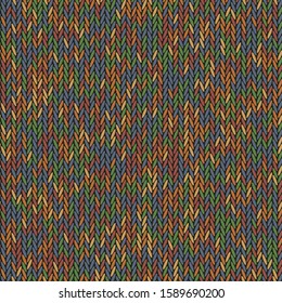 Knit texture melange color. Vector seamless pattern fabric. Knitting background flat design. 