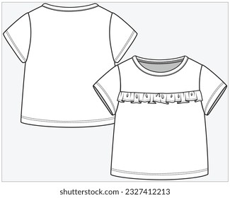 KNIT TOP WITH FRILL DETAIL DESIGNED FOR INFANT GIRL, TODDLER GIRL AND BABY GIRL IN VECTOR ILLUSTRATION