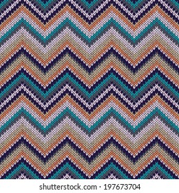 Knit Vector Seamless Pattern. Fashion Blue Green Orange White Gray Yellow Color Swatch
