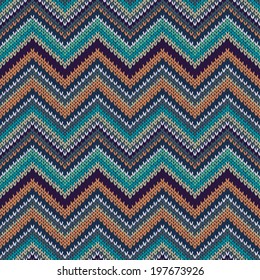 Knit Vector Seamless Pattern. Fashion Blue Green Orange White Gray Yellow Color Swatch