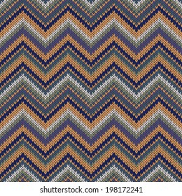 Knit Vector Seamless Pattern. Fashion Blue Green Orange White Gray Yellow Color Swatch