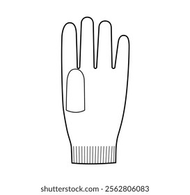 Knit Wool Gloves Short length Fashion hand accessory clothing technical illustration garment. Vector front palm view for Men women, unisex style flat template CAD mockup sketch outline