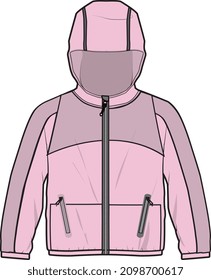KNIT WOVEN MIX HOODIE WITH HOOD JACKET FOR KIDS OUTERWEAR VECTOR ILLUSTRATION