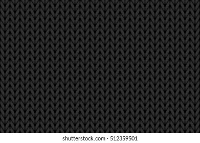 Knit woven yarn fabric seamless pattern. Black wool seamless background. vector grpahic illustration tecture. Winter clothes.