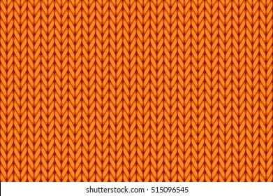 Knit woven yarn fabric seamless pattern. Orange wool seamless background. vector grpahic illustration tecture. Winter clothes.