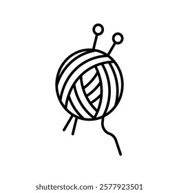 Knit yarn with needle icon Flat illustration sign