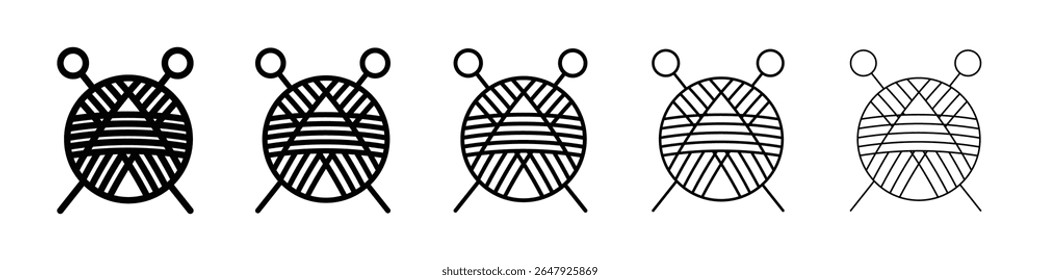 Knit yarn with needle icon isolated vector on white background set