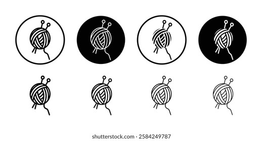 Knit yarn with needle icon linear logo isolated