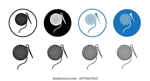 Knit yarn with needle icon Outline thin set pack series