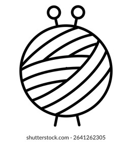 Knit yarn with needle icon simple flat icon vector symbol