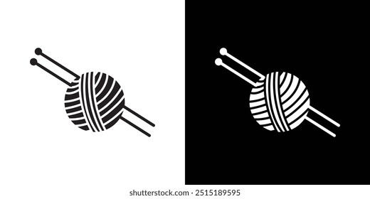 Strickgarn mit Nadel-Symbol Dünne Linie, flache Abbildung
