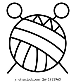 Knit yarn with needle icon Thin line vector design