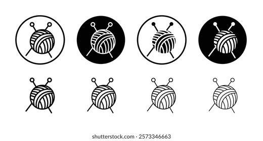 Knit yarn with needle icon vector line logo mark or symbol set collection outline style