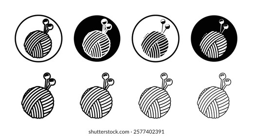 Knit yarn with needle icon Vector logo set flat