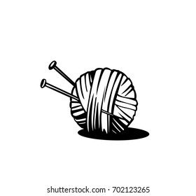 Knit yarn and needle icon, warm clothes, winter season, sweater, white background, vector illustration