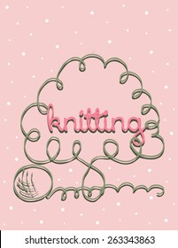 kniting background with abstract green tree