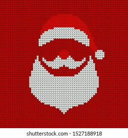 Knitted Abstract Christmas Card Santa Red White