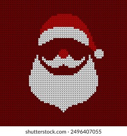 Knitted Abstract Santa Claus Dark Red And White