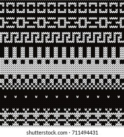 Knitted abstract seamless pattern with fair isle elements