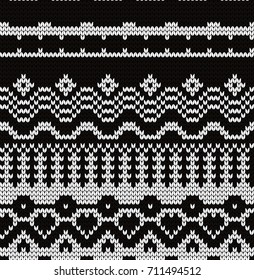 Knitted abstract seamless pattern with fair isle elements