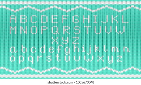 Knitted Alphabet Pattern. Vector Knitted Alphabet for Your Design. Winter Sweater Holiday Design. Vector illustration