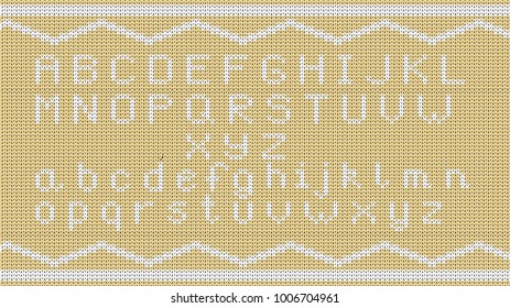 Knitted Alphabet Pattern. Vector Knitted Alphabet for Your Design. Winter Sweater Holiday Design. Vector illustration