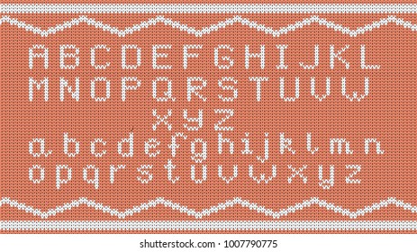 Knitted Alphabet Pattern. Vector Knitted Alphabet for Your Design. Winter Sweater Holiday Design. Vector illustration