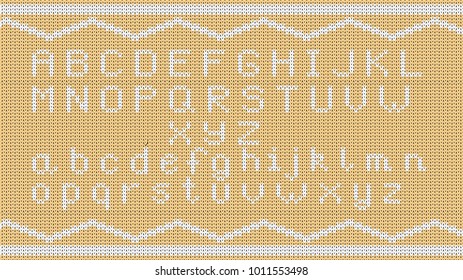 Knitted Alphabet Pattern. Vector Knitted Alphabet for Your Design. Winter Sweater Holiday Design. Vector illustration