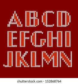 Knitted alphabet. Vector.